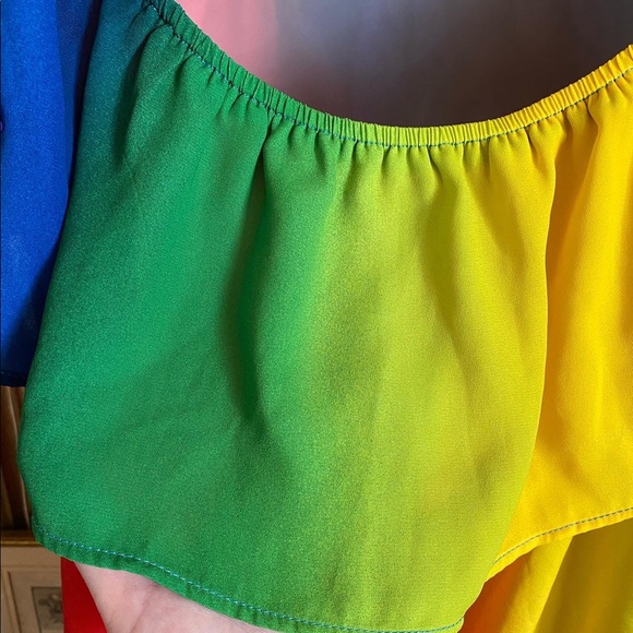 XL New York & Co. Rainbow Flounced Off-the-shoulder Top (Perfect for PRIDE) - Picture 6 of 8